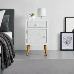 Nachtkästchen 'Rosalia', weiß/kieferfarben