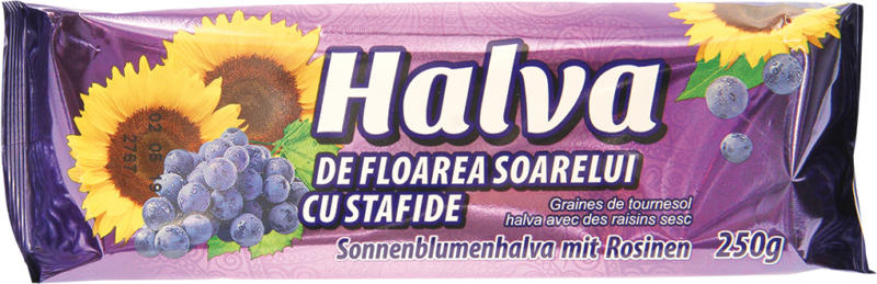 Sonnenblumenhalva mit Rosinen