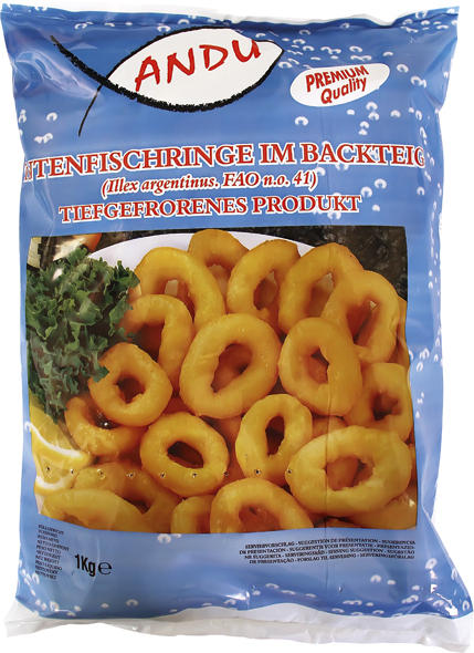 Panierte Tintenfischringe, tiefgefroren