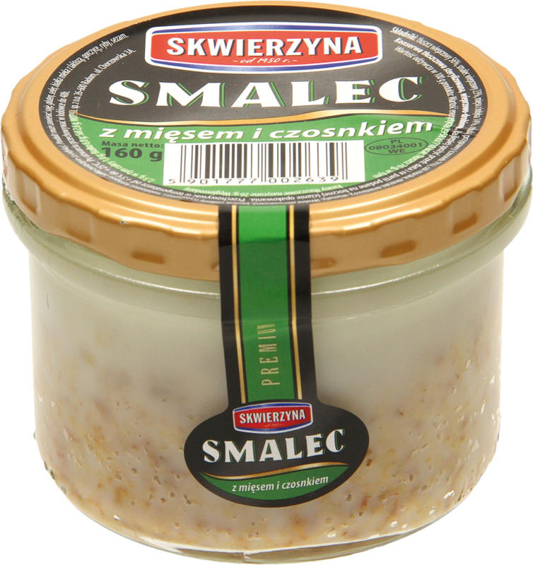 Brotaufstrich mit Schweinespeck, Putenfleisch und Knoblauch. Sterilisiert