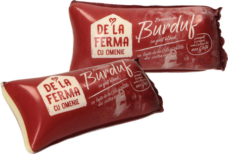 Rumänischer halbfester Schnittkäse aus pasteurisierter Kuhmilch und 20% pasteurisierter Schafsmilch, 45% Fett i.Tr.