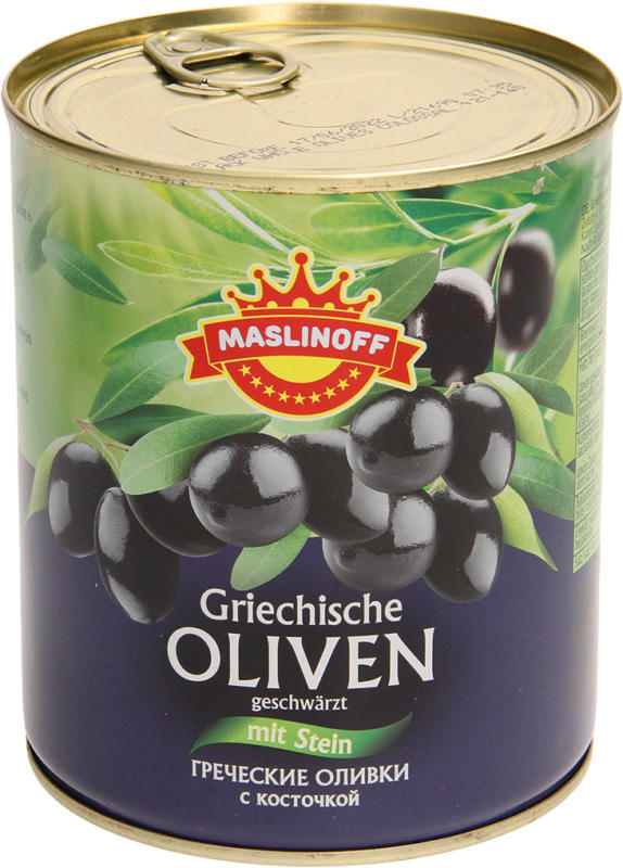 Griechische Oliven mit Stein, geschwaerzt