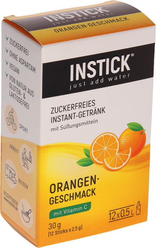 Zuckerfreies Instant-Getränk mit Süßungsmitteln. Orangen Geschmack. Aromatisiert.