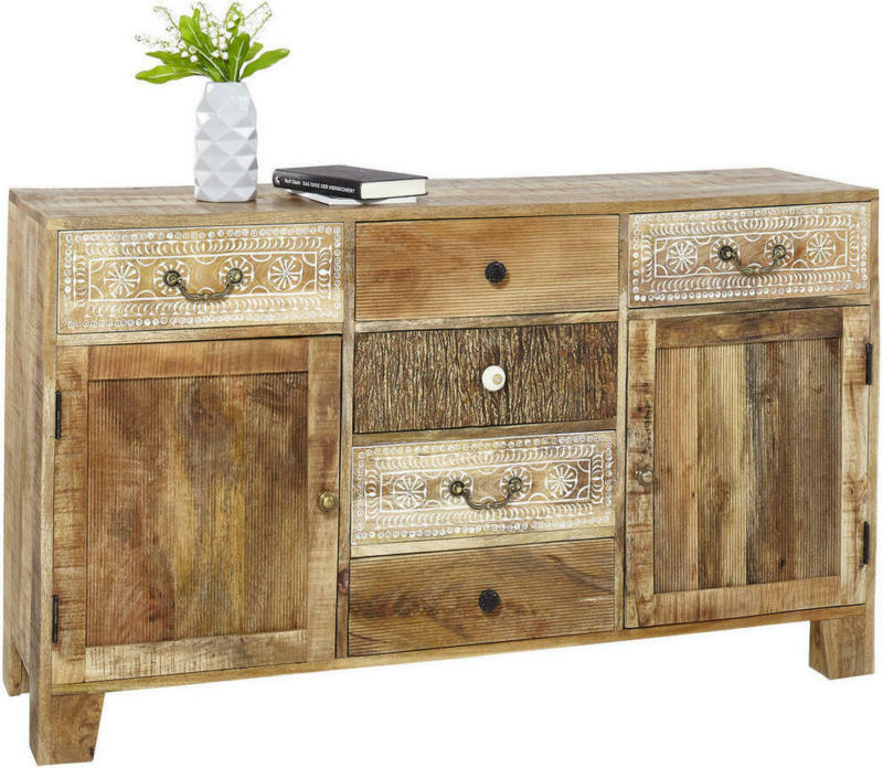 SIDEBOARD Akazie, Mangoholz massiv Naturfarben