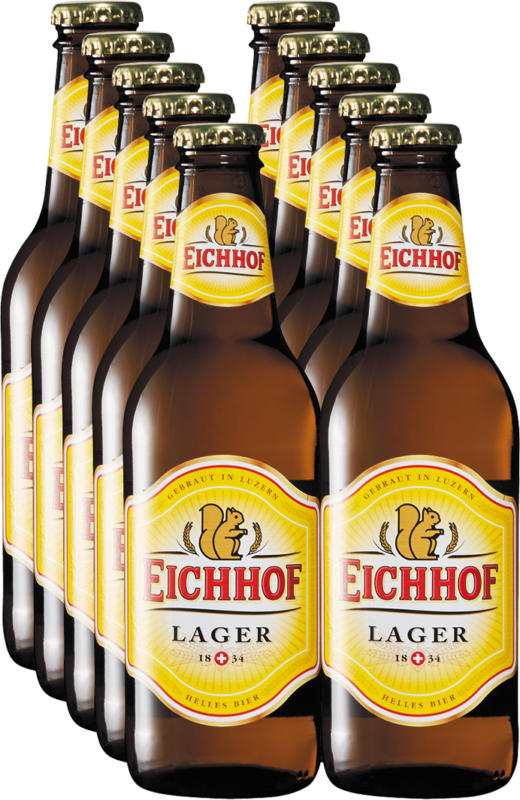Bière lager blonde Eichhof, 10 x 33 cl