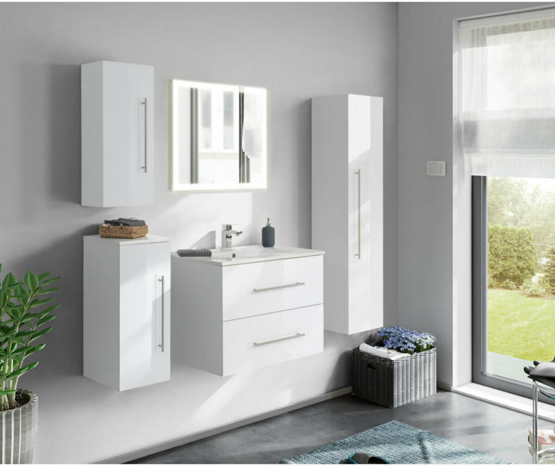 Badmöbel-Set „Homeline 75“, 5-teilig, weiß hochglanz weiß