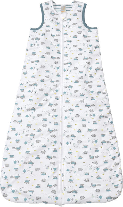 PUSBLU Kinder Schlafsack, Gr. 90 cm, in Bio-Baumwolle und recyceltem Polyester, weiß, blau