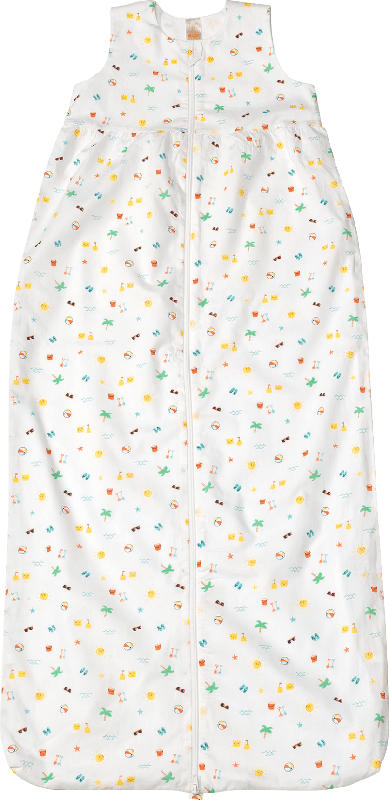 PUSBLU Kinder Schlafsack 0,5 TOG, 90 cm, in Bio-Baumwolle, weiß, bunt
