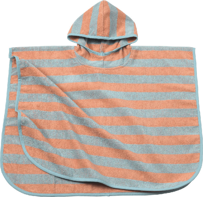 PUSBLU Baby Badeponcho, in Bio-Baumwolle, orange, türkis