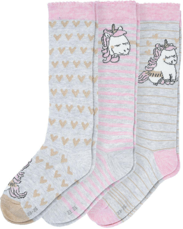 3 Paar Mädchen Kniestrümpfe mit Einhorn-Motiv (Nur online)