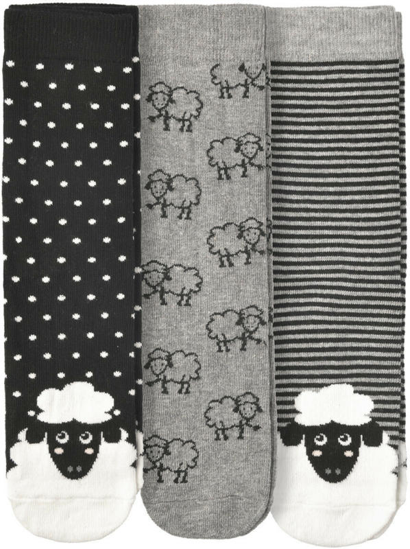 3 Paar Damen Socken mit Schaf-Motiven (Nur online)
