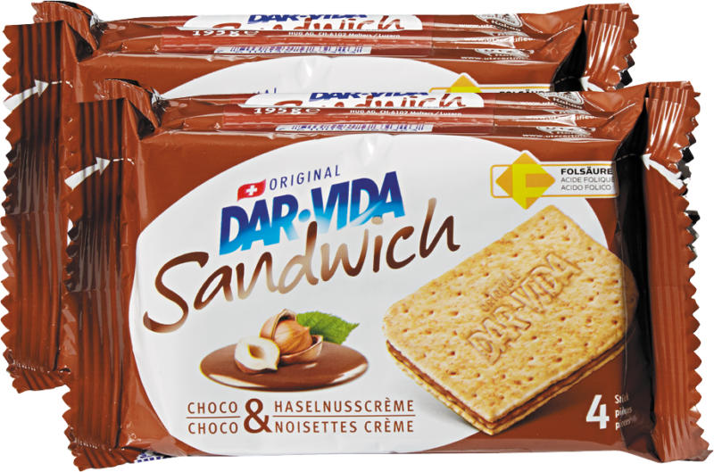 Hug Dar-Vida Sandwich Choco & Haselnusscrème, 2 x 195 g