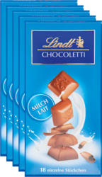 Chocoletti Latte Lindt, 5 x 100 g