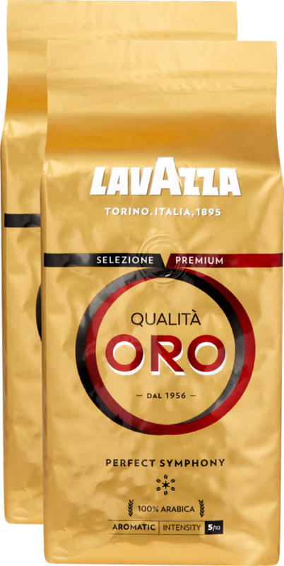 Café Qualità Oro Lavazza, en grains, 2 x 500 g