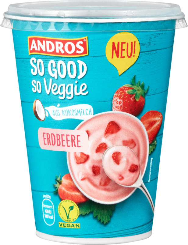 Andros So Good & So Veggie, à base de lait de coco, fraise, 400 g