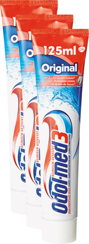 Odol-med3 Zahnpasta, Original, 3 x 125 ml