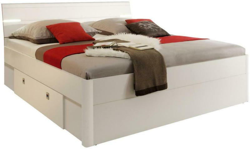 Doppelbett mit Bettladen + Led 140x200 Mars, Weiß