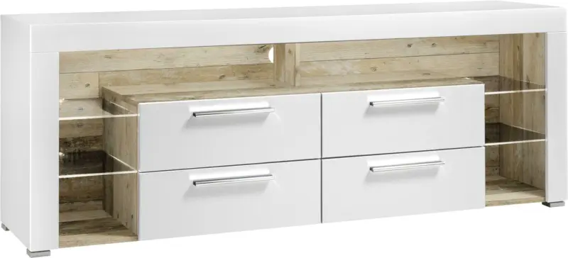 Lowboard in Weiß/Eichefarben