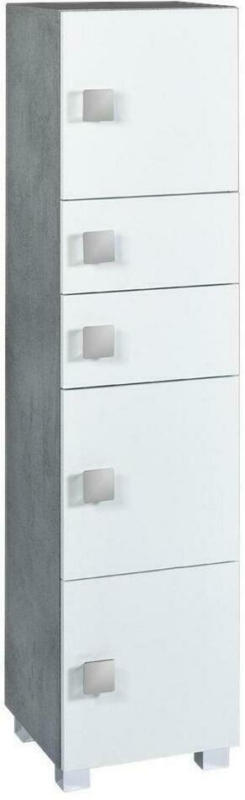 Midischrank mit Laden Quadra 33cm, Grau/Weiß Dekor