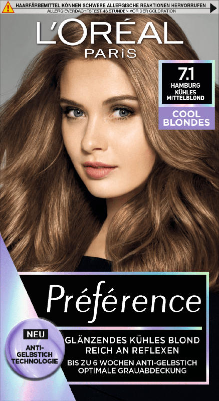L'Oréal Paris Préférence Haarfarbe Cool Blondes Hamburg 7.1