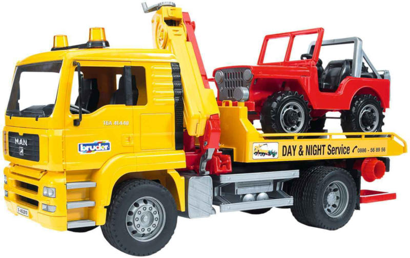 Bruder MAN TGA Abschlepp-LKW mit Geländewagen -