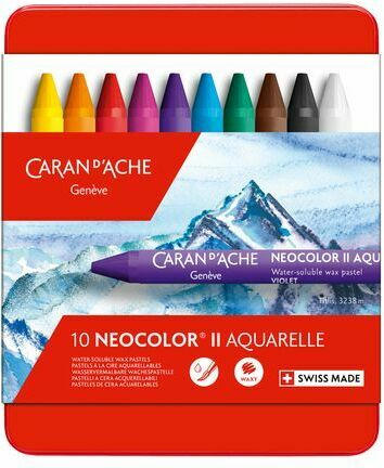 CARAN D'ACHE Wachsmalkreiden ”Neocolor II” wasserlöslich 10 Farben