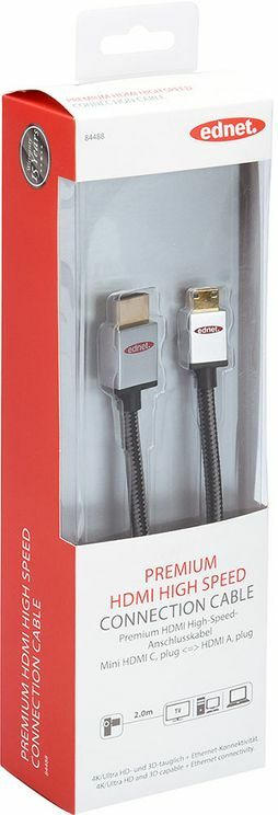 EDNET HDMI-Kabel für Full-HD vergoldet ”HDMI TYPE A/MINI TYPE C” 1,8 m