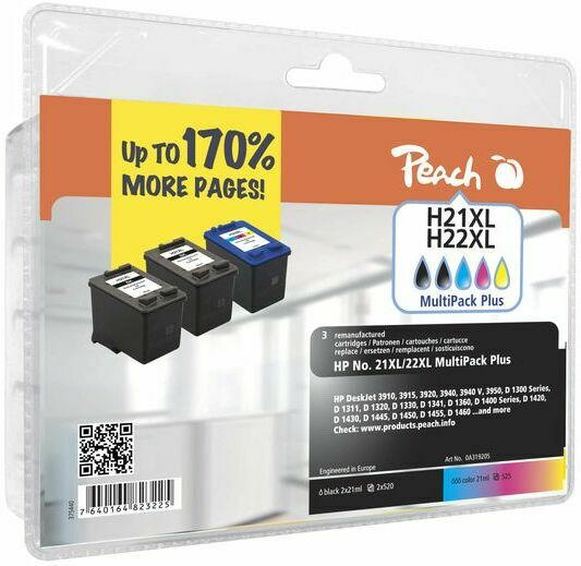 Tinte Peach HP Nr.21XL/Nr.22XL Multipack Plus PI300-557 BLISTER