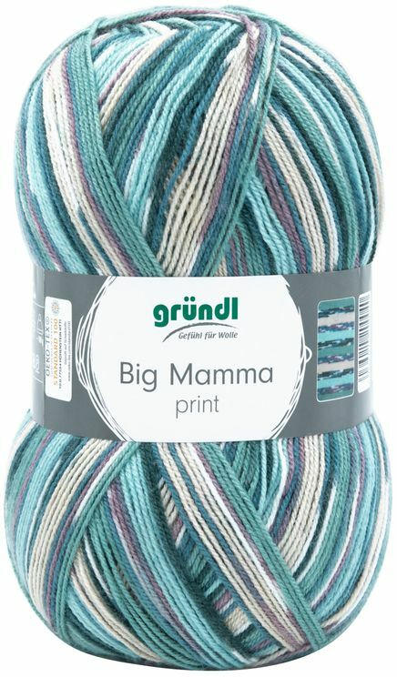 GRÜNDL Wolle ”Big Mamma print” 400 g mint/blau/weiß