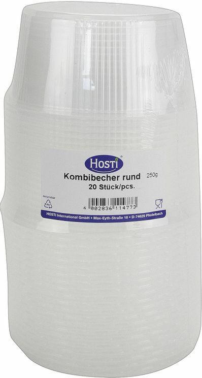 HOSTI Kombipack Becher mit Deckel 20 Stück rund