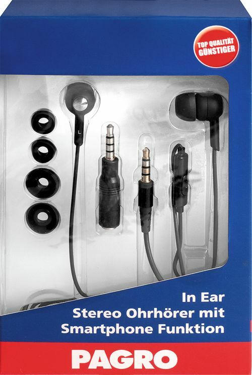 PAGRO In Ear Stereo-Ohrhörer mit Handy-Funktion schwarz