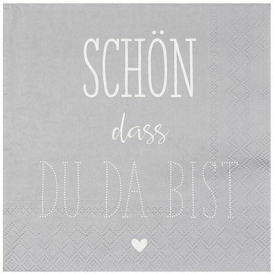 Servietten ”Schön dass du da bist” 33 x 33 cm 20 Stück grau