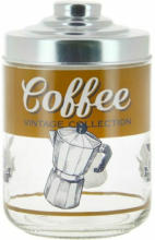 PAGRO DISKONT Kaffeeglasdose ”Bio Life Coffee” 0,8 Liter transparent/braun