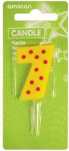 PAGRO DISKONT Zahlenkerze ”7” mit Holzstiel, gelb