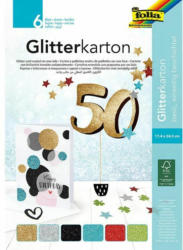 FOLIA Glitterkarton ”Basic” 17,4 x 24,5 cm 6 Blatt mehrere Farben