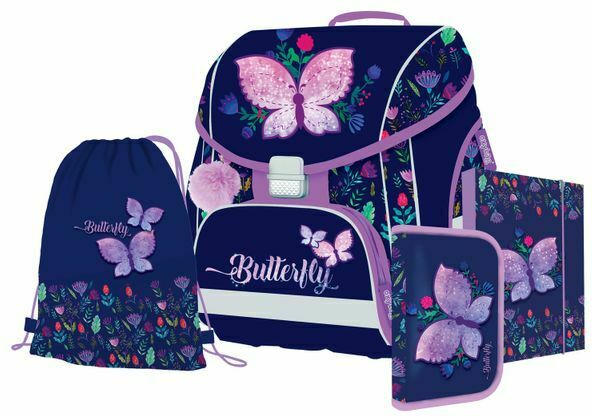 Schultaschenset ”Cool - Schmetterling” 4 Teile violett