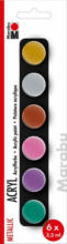 PAGRO DISKONT MARABU Acrylfarben-Set ”Metallic” 6 x 3,5 ml mehrere Farben
