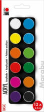 PAGRO DISKONT MARABU Acrylfarben-Set ”Basic” 12 x 3,5 ml mehrere Farben