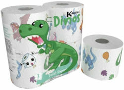 Toilettenpapier ”Dinos” 3-lagig 4 Stück weiss