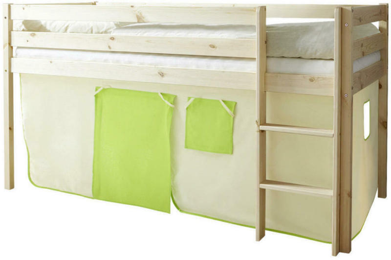 Spielbett 90/200 cm in GrÃŒn, Kieferfarben, Beige
