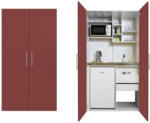Möbelix Schrankküche mit Mikrowelle + Kühlschrank 104 cm Weiß/Rot
