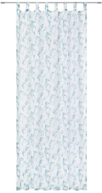 Vorhang mit Schlaufen und Band Mona B: 135cm, Türkis/Blau