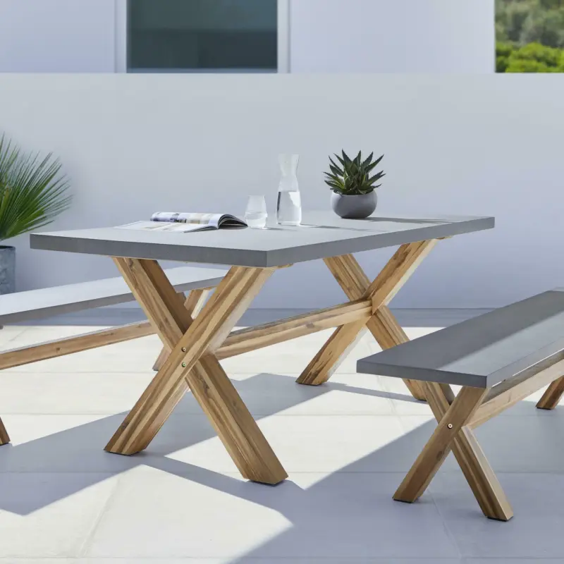 Gartentisch 'Timo' ca. 180x90cm, aus Akazie, grau