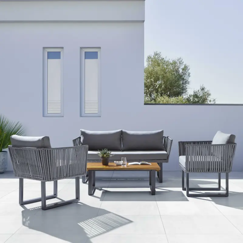 Loungegarnitur 'Hanna' inkl. Auflagen & Kissen, grau