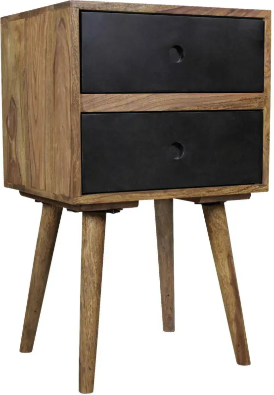 Nachtkästchen 'WL1.968' , aus Sheesham, braun/schwarz