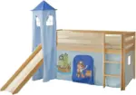 mömax Spielbett 'Kasper',aus Kiefer, blau/kieferfarben
