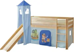 Spielbett 'Kasper',aus Kiefer, blau/kieferfarben