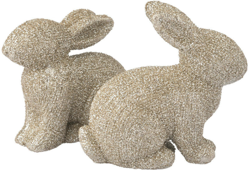2 kleine Deko-Hasen mit Glitzer (Nur online)