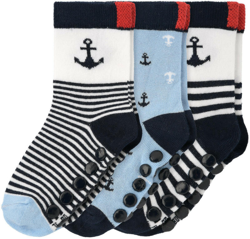 3 Paar Baby Stoppersocken mit Anker-Motiv (Nur online)