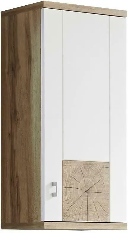 Hängeschrank in Weiß/ Eichefarben ´Spalt´